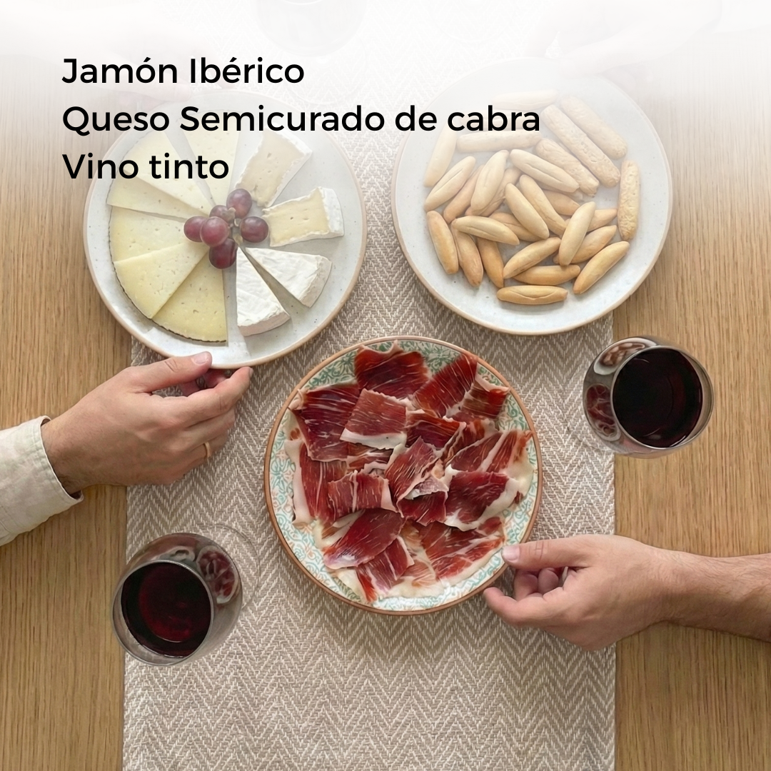 Regalo jamon foto personalizada queso y vino