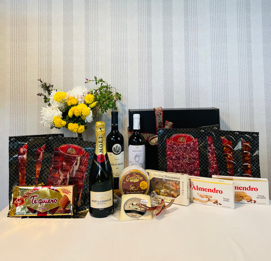 Cesta de navidad Nº6 Surtido de Ibéricos de Bellota , Vino, Champagne, Queso y más