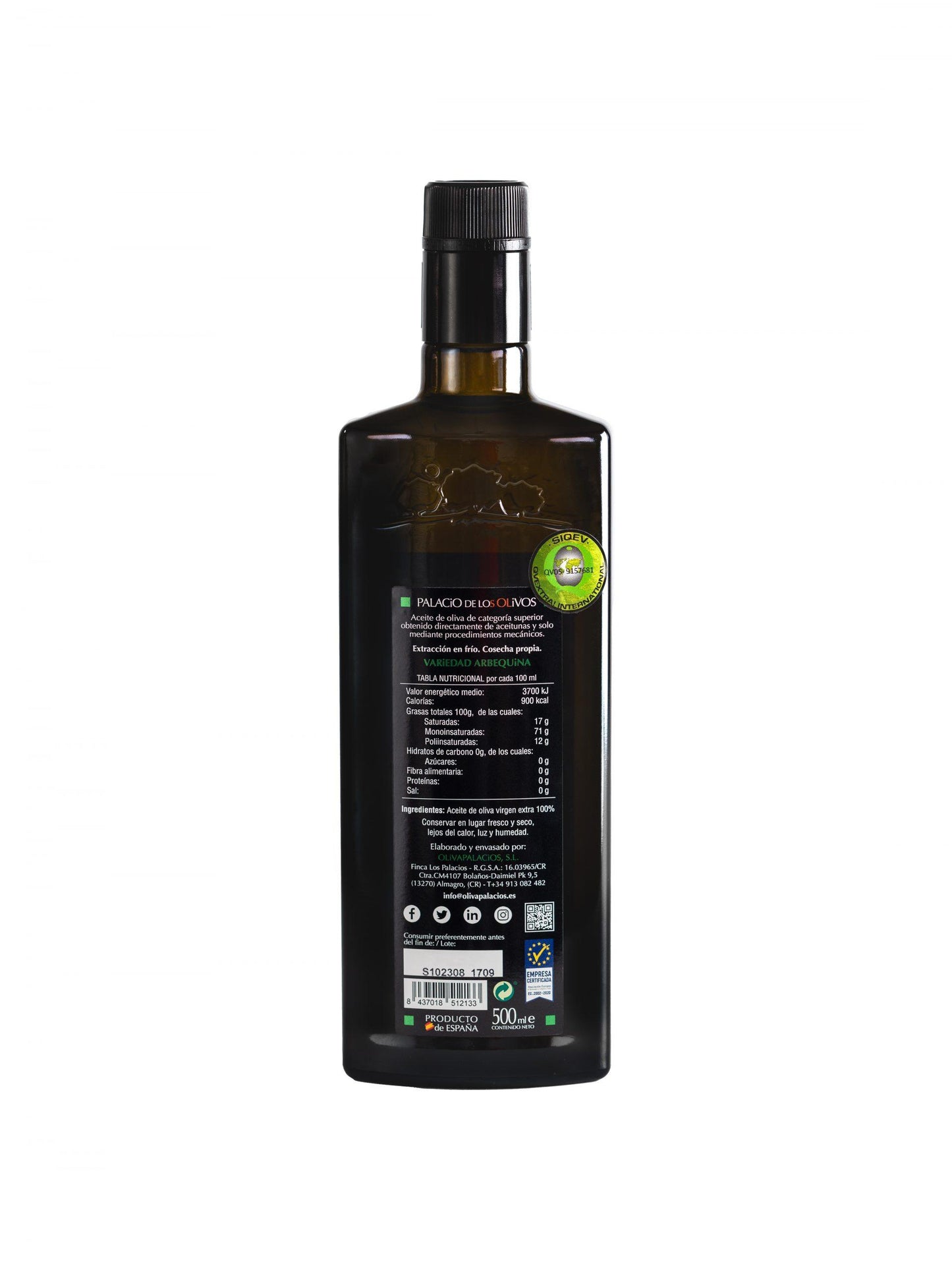 Caja 6 Botellas Aceite de Oliva Virgen Extra Arbequina — Palacio de Los Olivos | 6 x 500 ml